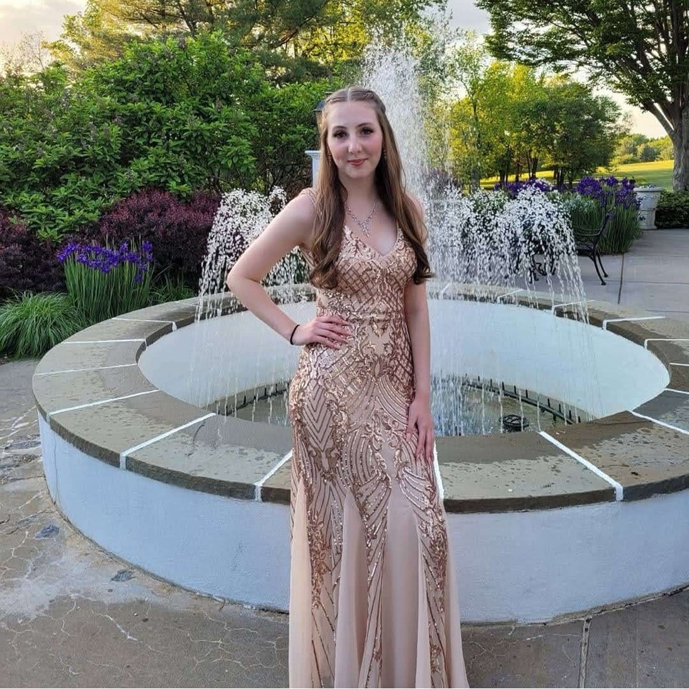 Prom Dress Rose Gold Sequins